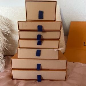 Louis Vuitton boxes and dust bags.